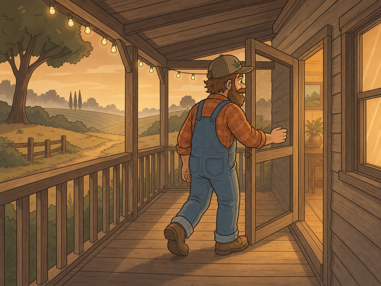 Cuz walking through the farmhouse's front screen door